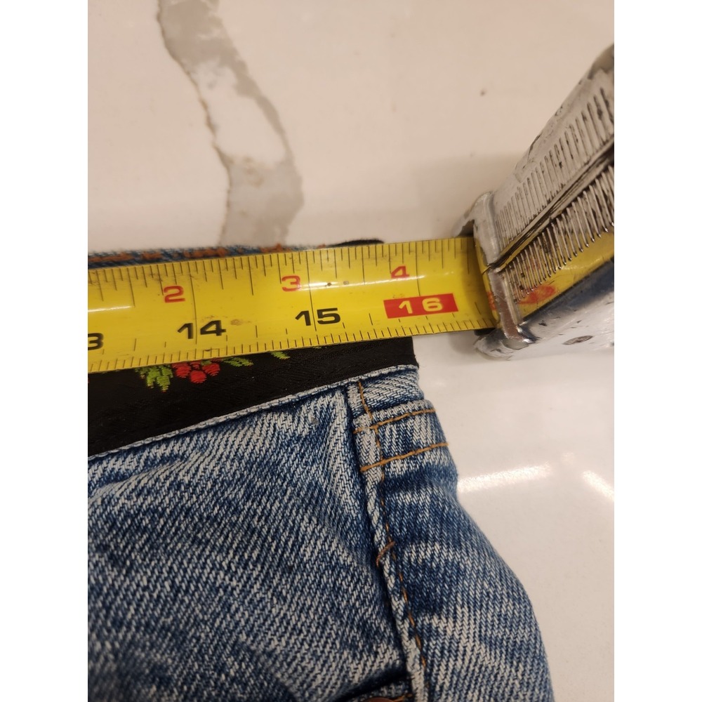 VTG Cache Sz 10 Embroidered Floral Y2K Bohemian Hippie Womens Button Fly Jeans - Picture 12 of 13